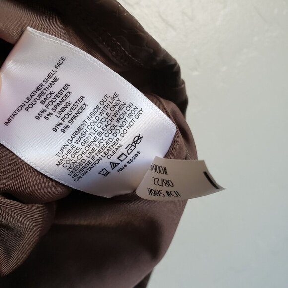 Express Body Contour Faux Croc Leather Crop Top Square Neck Brown Women's XL NEW - Picture 9 of 9